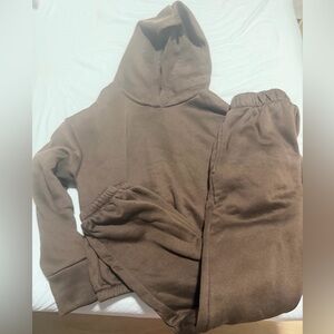 Brown SHEIN Hoodie and Sweatpants Set